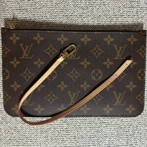 Louis Vuitton Monogram Pouch Wristlet Beige Inside Brand New!